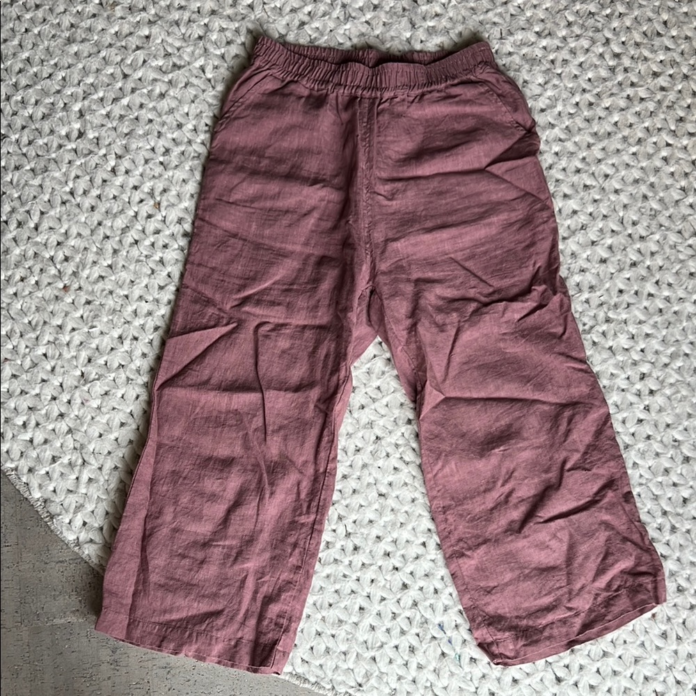 Rose Linen Crop Pants